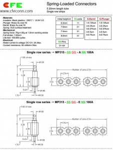 2.54MM Pitch 5A Pogo Pin Connector Catalog