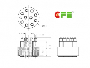 Customized 10 pin Round Type Pogo Pin connector