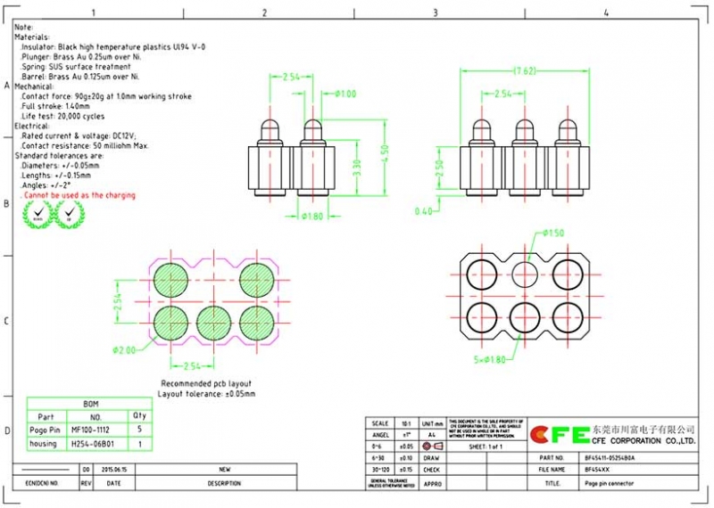 5pin Spring Loaded Debug Connector Custom 5 Pin Spring Loaded Connector - CFECONN