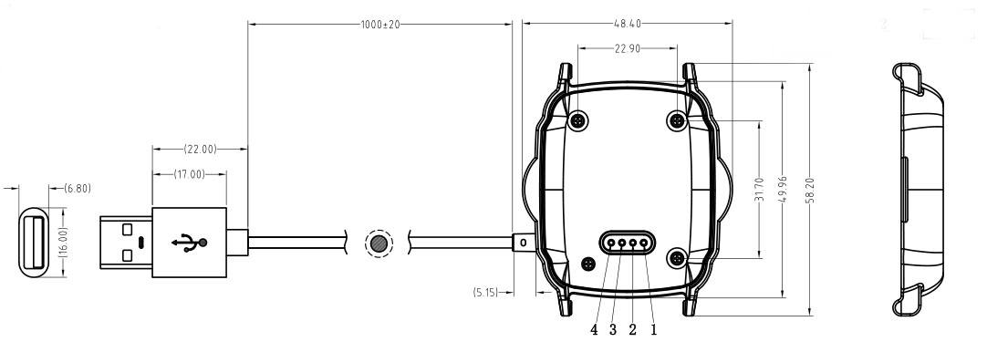 4 Pin usb magnetic cable connector for smart watch